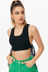 Tie Side Solid Sleeveless Tank Top