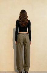Structured Tailored Wide-Leg Cargo Pants