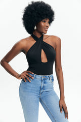 Cut Out Off Shoulder Halter Neck Bodysuit