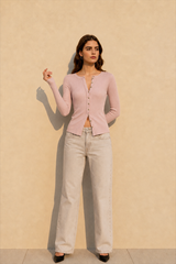 Slim Long Sleeve Ribbed Cardigan