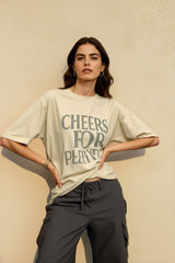 Cotton Oversized Letter Print T-Shirt