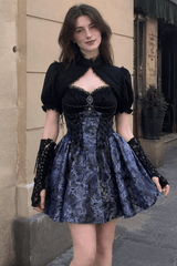 Halloween Two-Tone Jacquard Gothic Dress