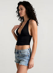 Solid Halter Sexy Backless Tie Cami Top