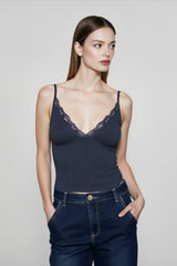 Lace Panel V Neck Cami Top