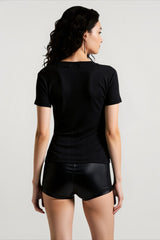 V Neck Studded Fitted T-shirts