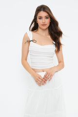 Sweetheart Seam Detail Cinched Waist Tank Top
