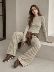 Stripe Button Cord Easy Two Piece Set