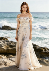 Spaghetti Strap Ruffled Floral Flowy Maxi Dress