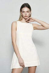 Pure Linen Crew Neck Tank Vacation Dress