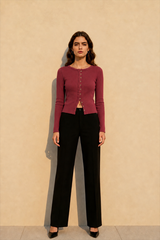 Slim Long Sleeve Ribbed Cardigan