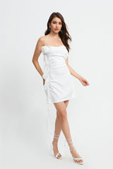 Halter Neck Three-dimensional Flower Ruffle Mini Dress