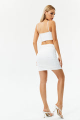 Plunging Neck Twist Mini Dress