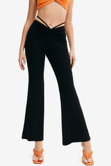 High Waist Tie Back Flare Pants