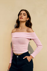 Off Shoulder Long Sleeve Sweater