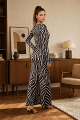 Floral Print Round Neck Bodycon Maxi Dress