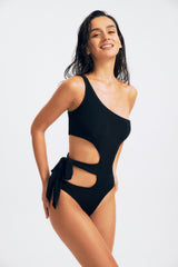 Cut Out One Shoulder Tie Side One-piece Swimsuit