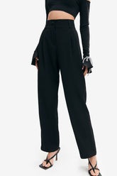 High Waist Button Front Suit Pants