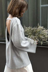 Cotton Loose Fit Off-Shoulder Knit Sweater
