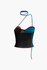 3D Flower Contrast Halter Tank Top
