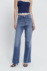 Low Waist Dual Pocket Washed Wide Leg Pants
