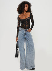 Cadrot Long Sleeve Lace Bodysuit
