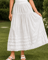 Lace Panel Asymmetrical Maxi Skirt