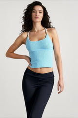 Mozision Knit Crop Backless Lace-Up Cami Top