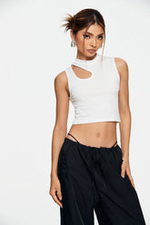 Basic Cut Out Sleeveless Solid Tank Top