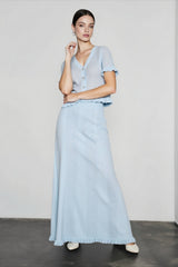 Knit Cutout Crop Top High Waist Vacation Set