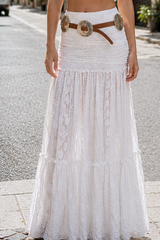 Lace Ruched A-Line Skirt