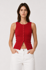 Round Neck Sleeveless Knit Top