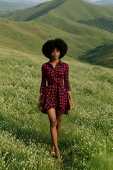 Christmas Long Sleeve Scottish Plaid Slim Dress