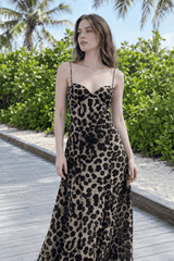 Sexy Leopard Spaghetti Strap Maxi Dress