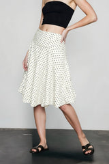 Polka Dot Low Waist Ruffle Hem A-Line Skirt