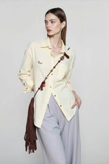 Linen Blend Embroidered Blouse