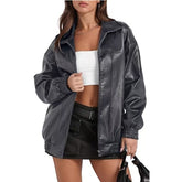 Goldsmith Faux Leather Bomber Jacket Black