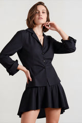 Tailored Collared Button Blouse