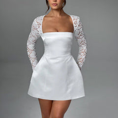 Long Sleeve Tulle Skirt Mini Dress