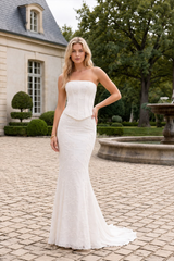 Embroidered Bustier Bodycon Formal Dress