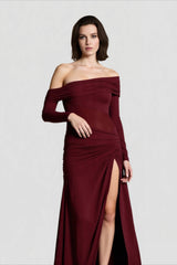 Slim Fit Round Neck Ruched Sheer Bodycon Formal Dress