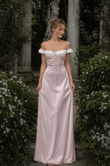 Satin Strapless Tie Slim Romantic Maxi Dress