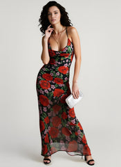 Printed V Neck Slim Fit Vacation Dress