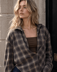 Plaid Collared Asymmetrical Chic Blouse