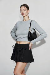 Low Rise Bow Tie A Line Mini Skirt