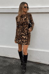 Leopard Print Backless Bodycon Mini Dress