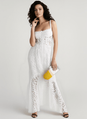 Slim Eyelet Sleeveless Vacation Dress