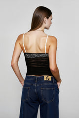 Y2K Lace Panel Color Block Cami Top