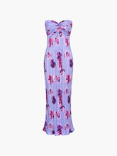 Floral Plisse Twist Tube Long Dress