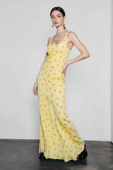 Floral Print Cami Mermaid Hem Maxi Vacation Dress