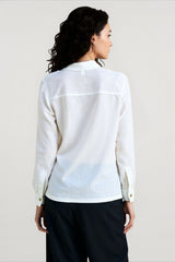 Linen Sheer Button Down Blouse